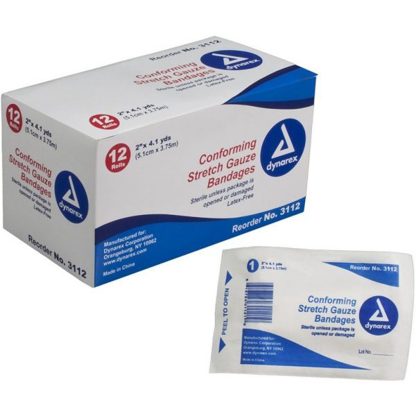 Dynarex Conforming Stretch Gauze Bandage – 2” Sterile