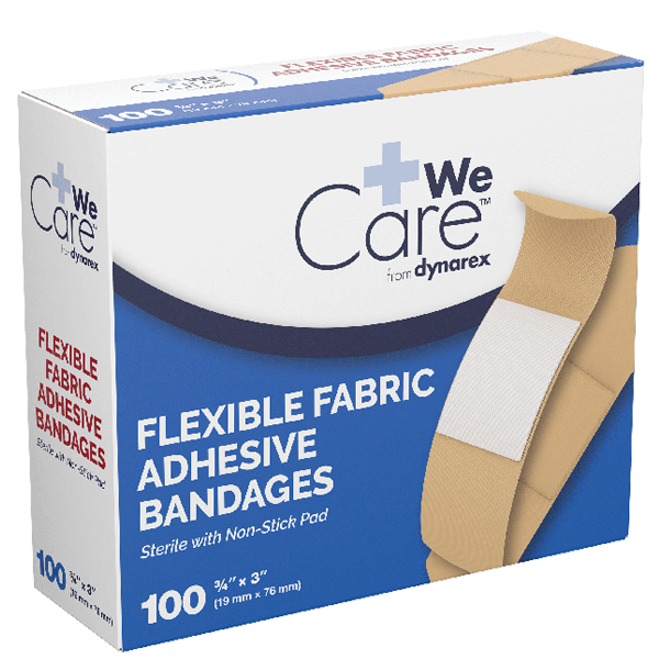Dynarex Fabric Adhesive Flexible Bandages 3/4″x 3″ – (BX/100)