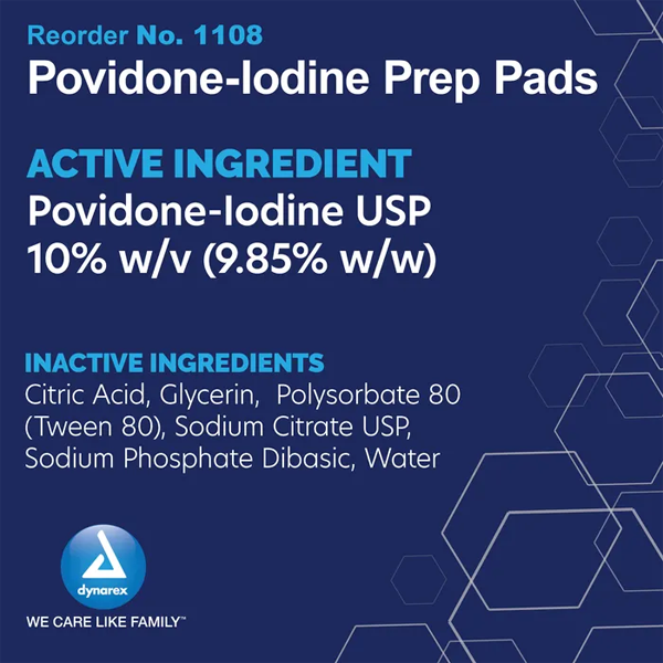 Dynarex Povidone Iodine Medium Prep Pads (100/BX)