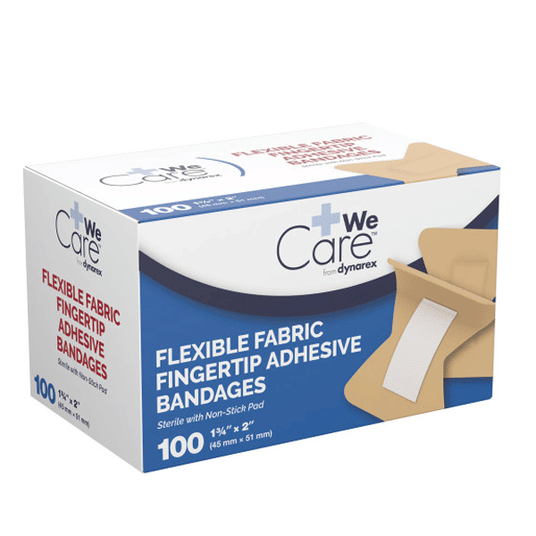 Dynarex Adhesive Fabric Bandages Fingertip Sterile 1 3/4”x 2” (BX100)