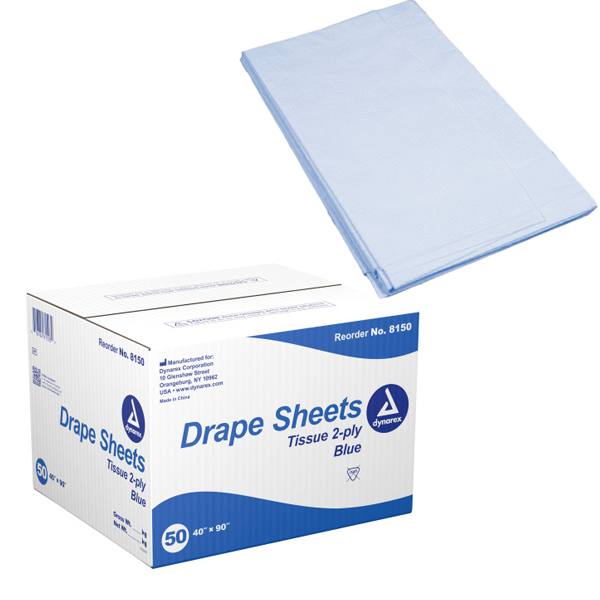 Dynarex Drape Sheets Poly Tissue 2 PLY 40″X90″ (Case of 50)